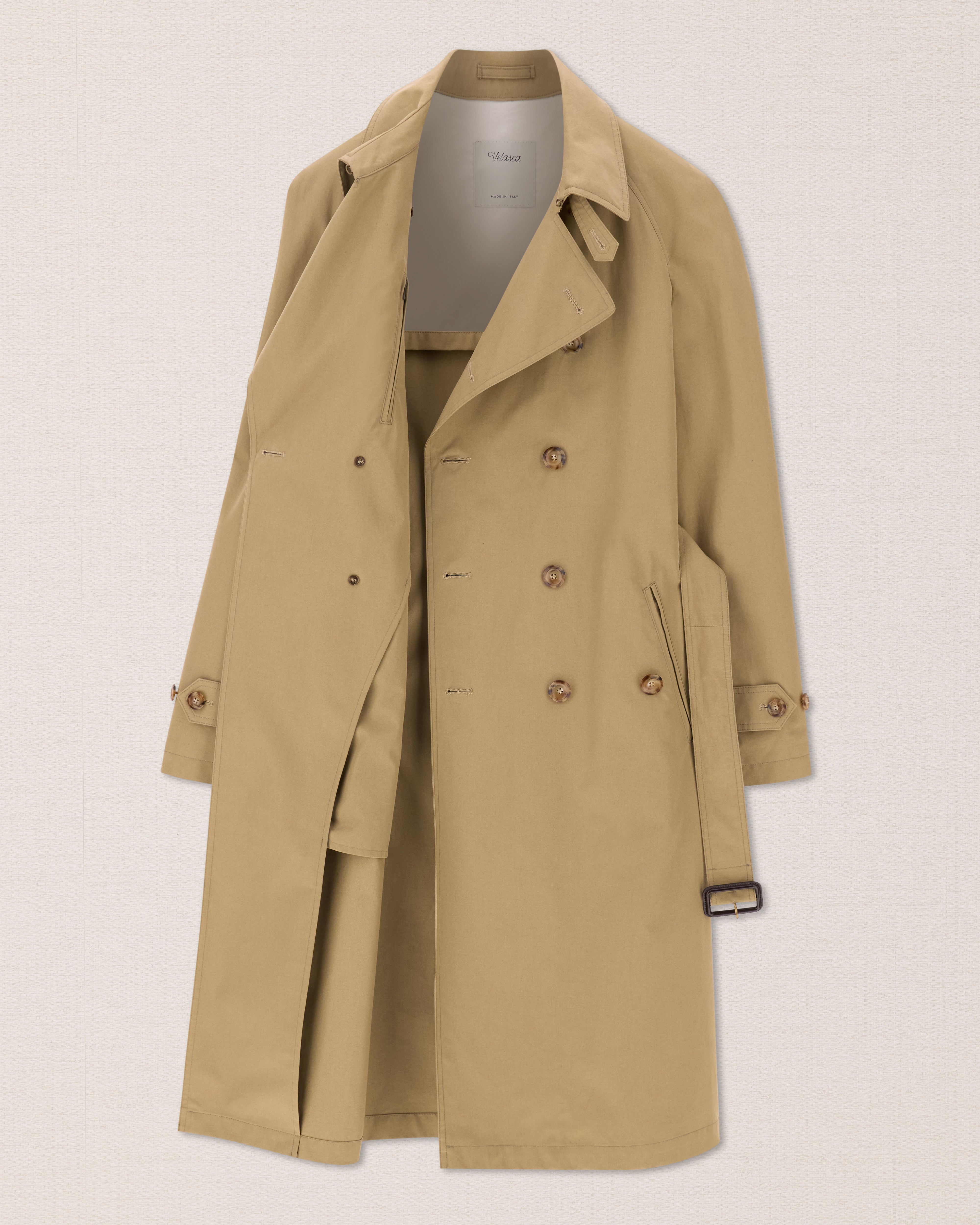 Beige cotton gabardine trench coat, Made in Italy | Velasca