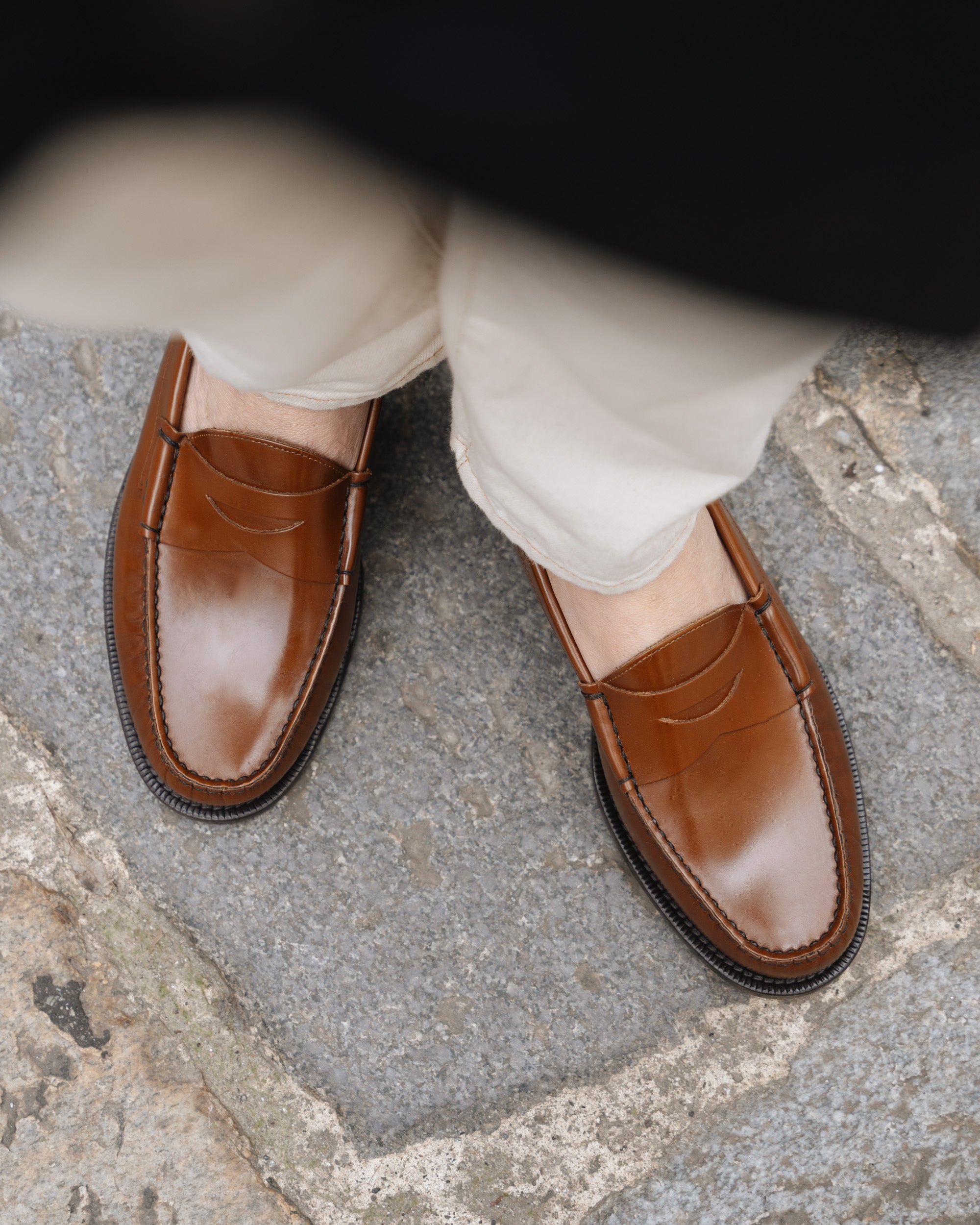 Velasca | Cognac-colored leather college loafers