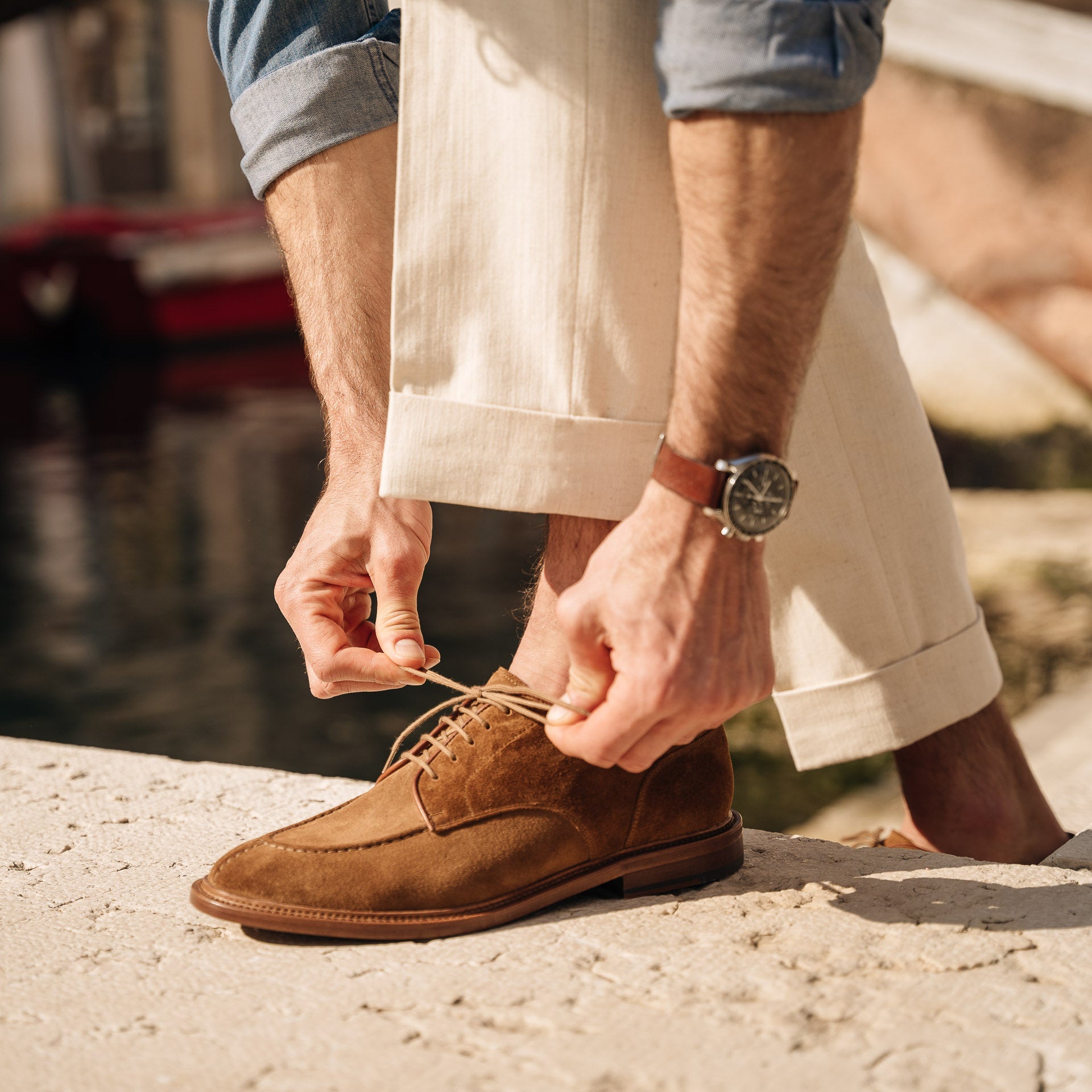 Sahshe 101 MEN  GENUINE SUEDE TRADITION DERBY OXFORD SHOE Suede Derby Shoe - The J. Peterman Company main image 3