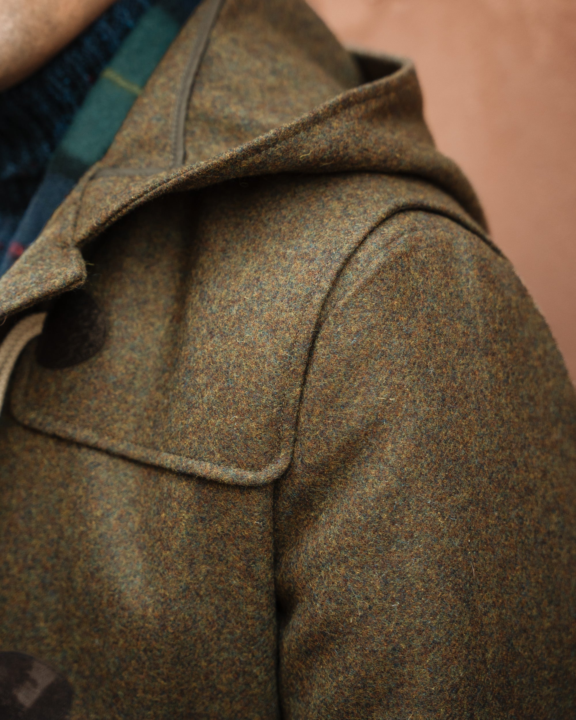 Green mélange wool duffle coat, Made in Italy | Velasca