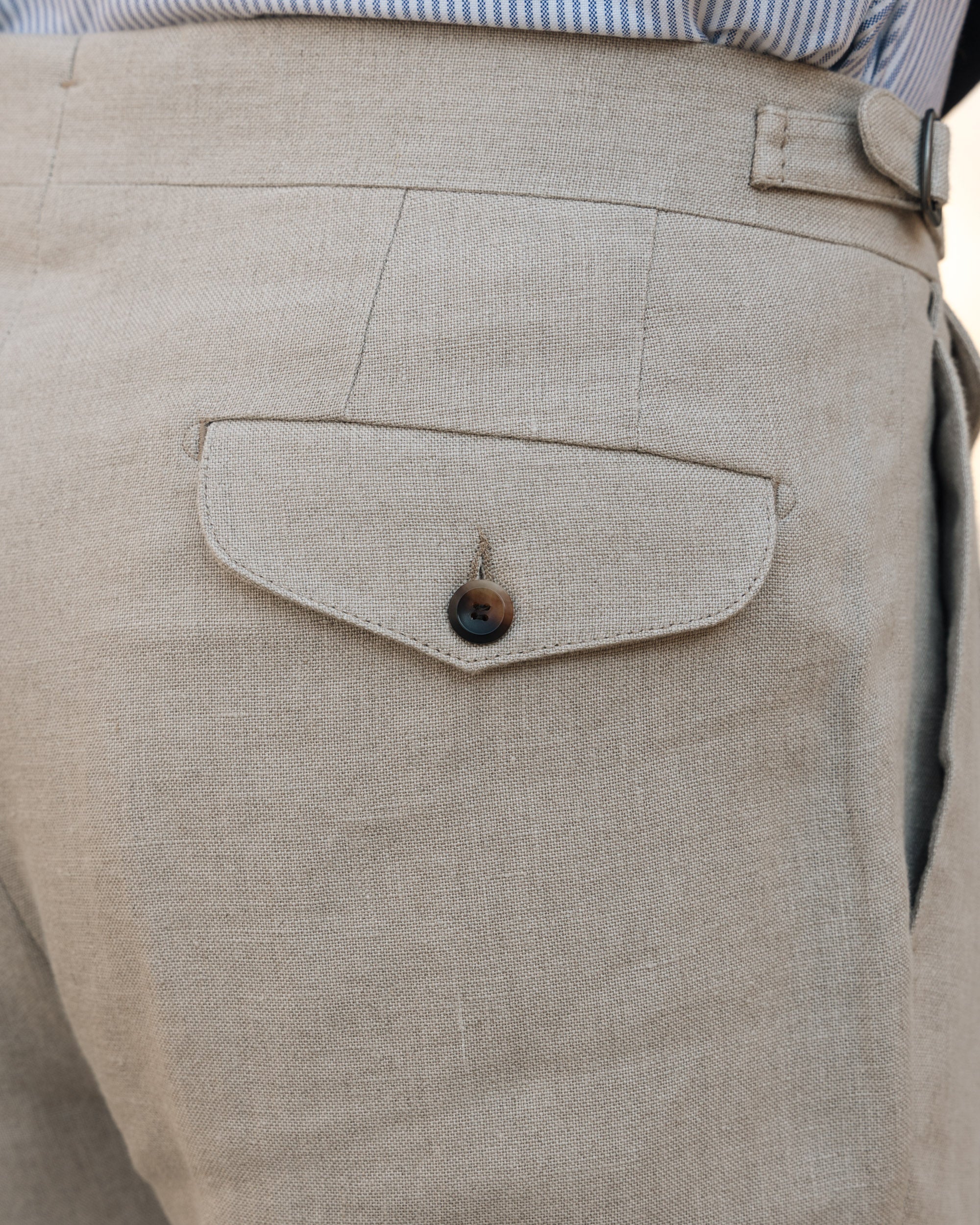 Velasca | Beige linen smart double-pleated pants. Made in Italy Velasca | Beige linen smart double-pleated pants. Made in Italy