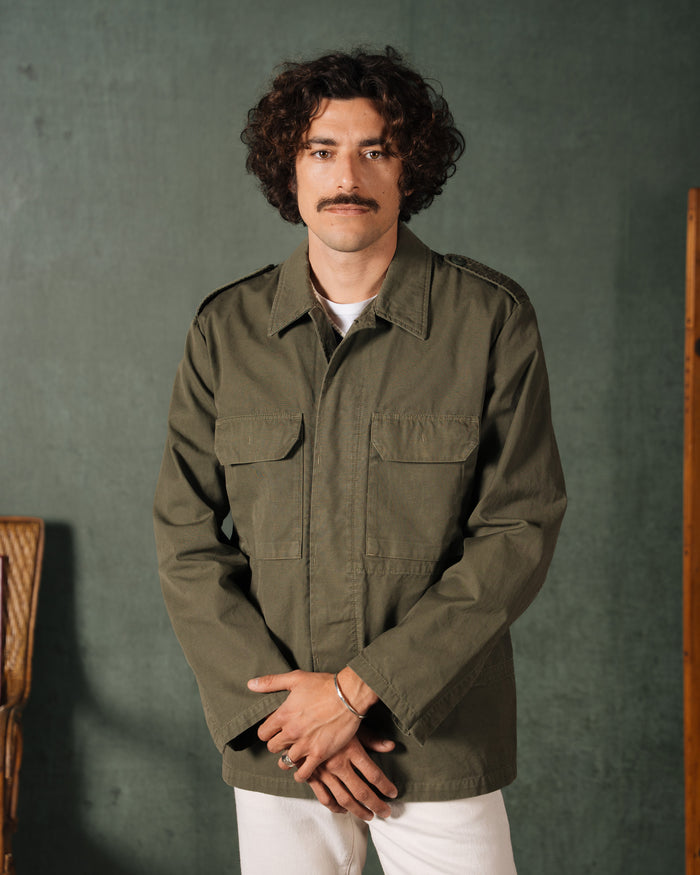Green cotton field jacket for men, Made in Italy | Velasca