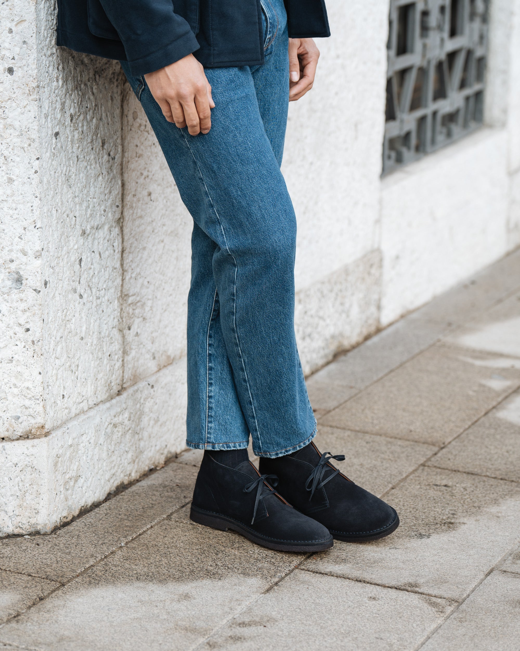Men s blue leather Desert Boots Velasca