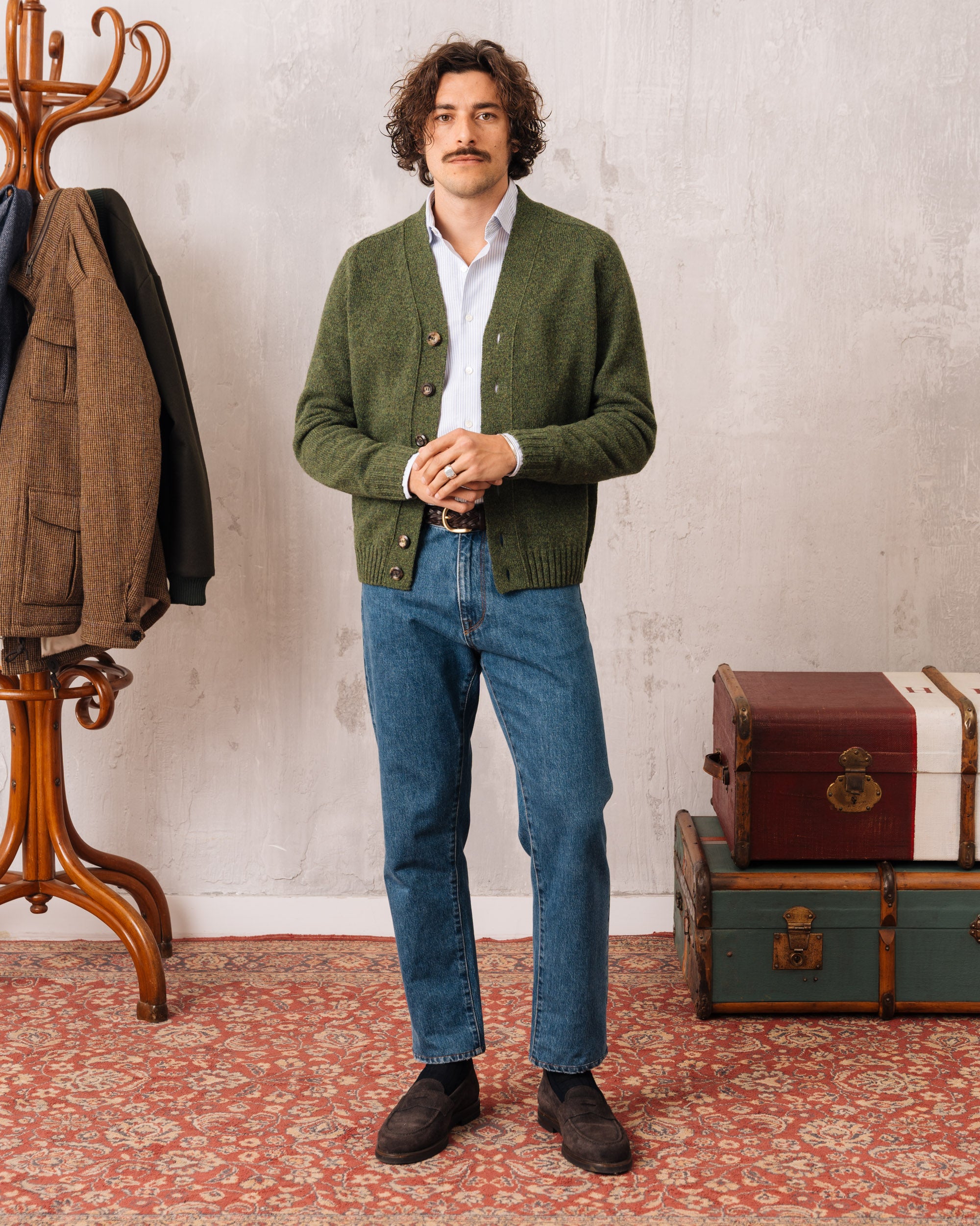 セール】MOHAIR OMBRE BORDER CARDIGAN/モヘア オンブレ