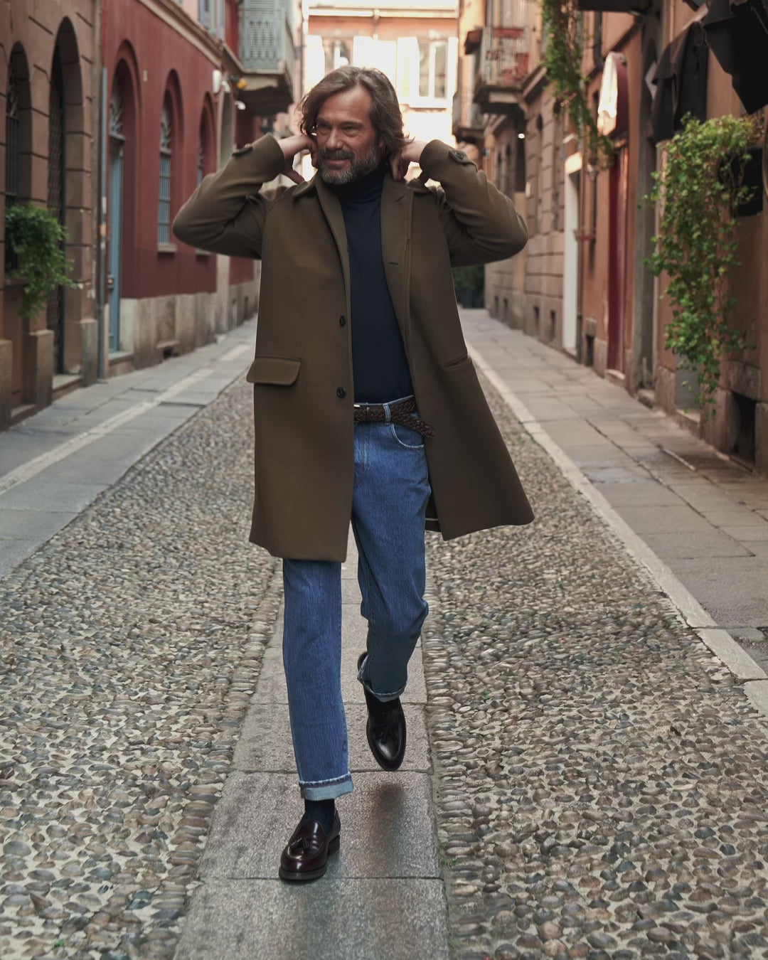 Velasca | Single-breasted earth brown coat, made in Italy