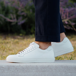 Men’s total-white leather artisanal Sneakers | Velasca
