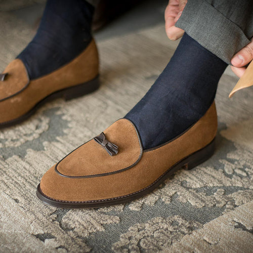 Men’s suede leather Belgian Loafers | Velasca