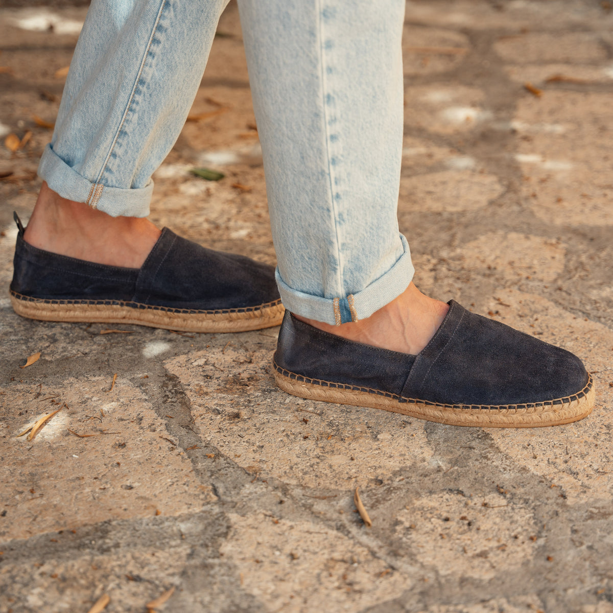 Espadrilles for men in blue suede leather | Velasca