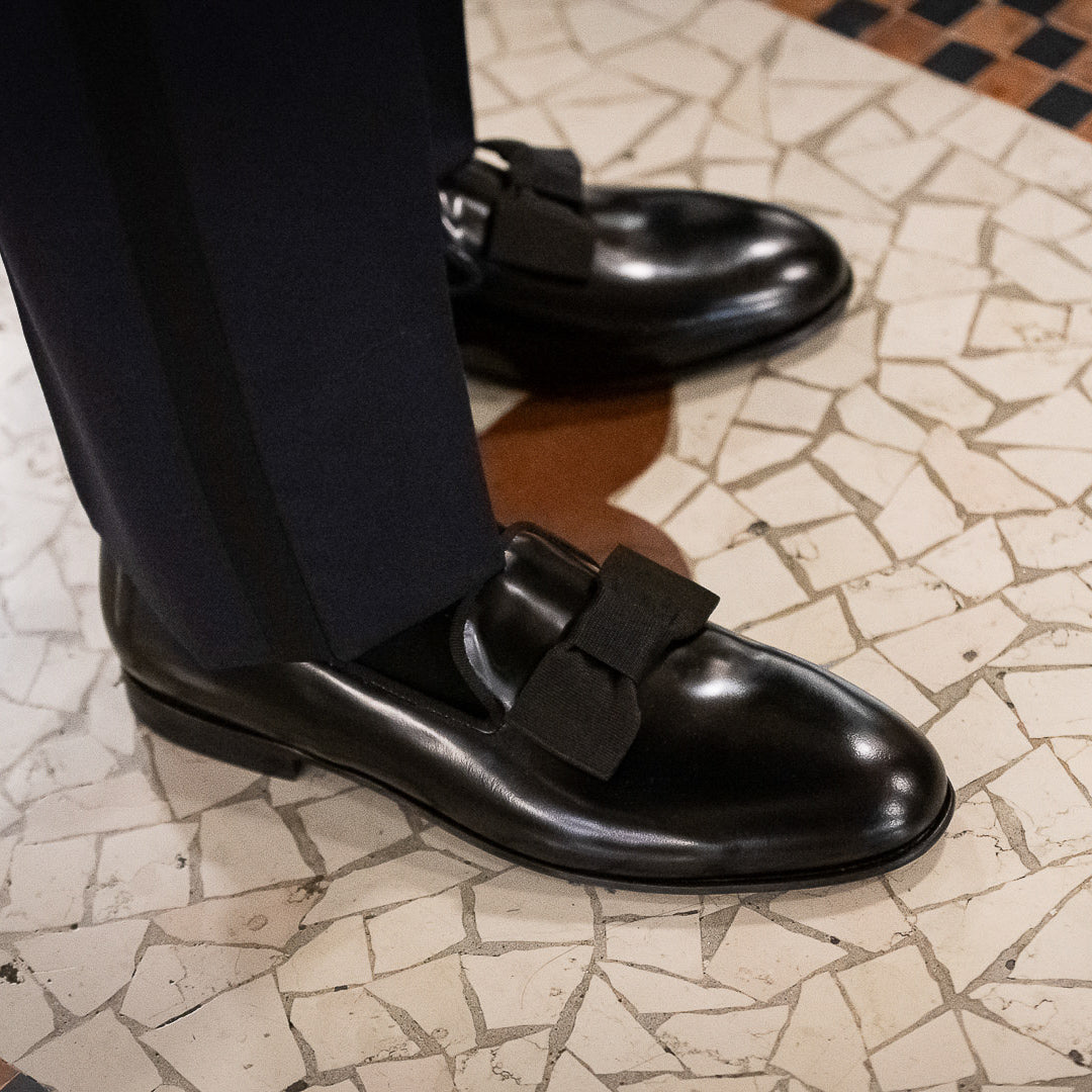Opera Pump men's leather shoes with a tux | Fabio Attanasio for Velasca