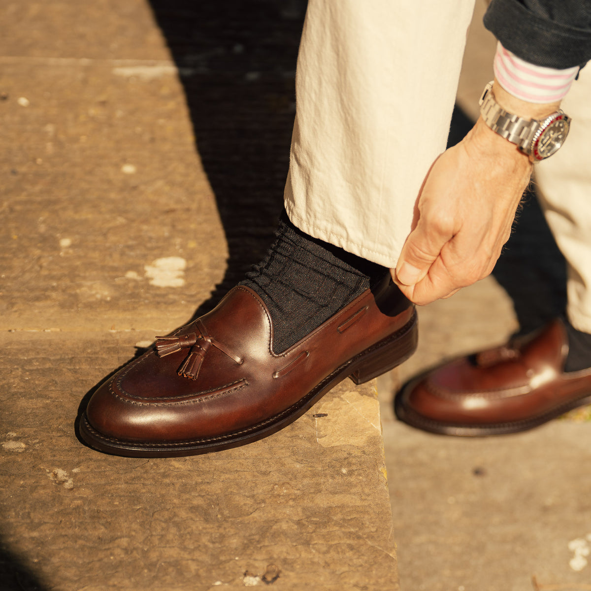 Velasca Dark brown Tassel Loafers in cordovan leather