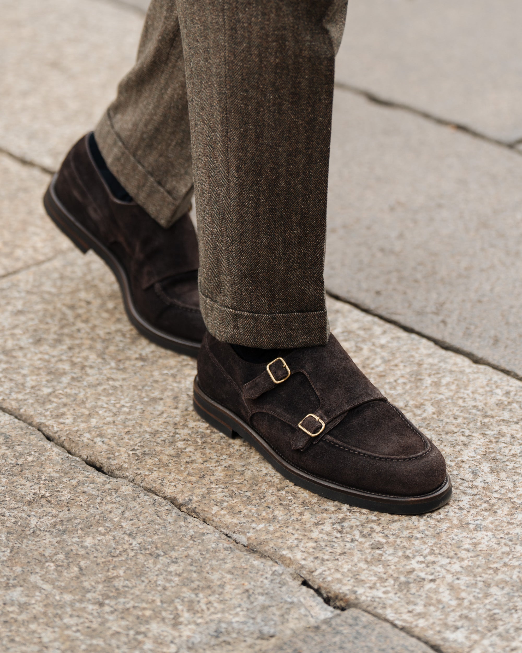 Velasca Men s double buckle suede shoes. Made in Italy