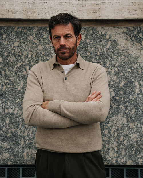 Velasca | Men’s polo sweater, pure merino wool. Made in Italy
