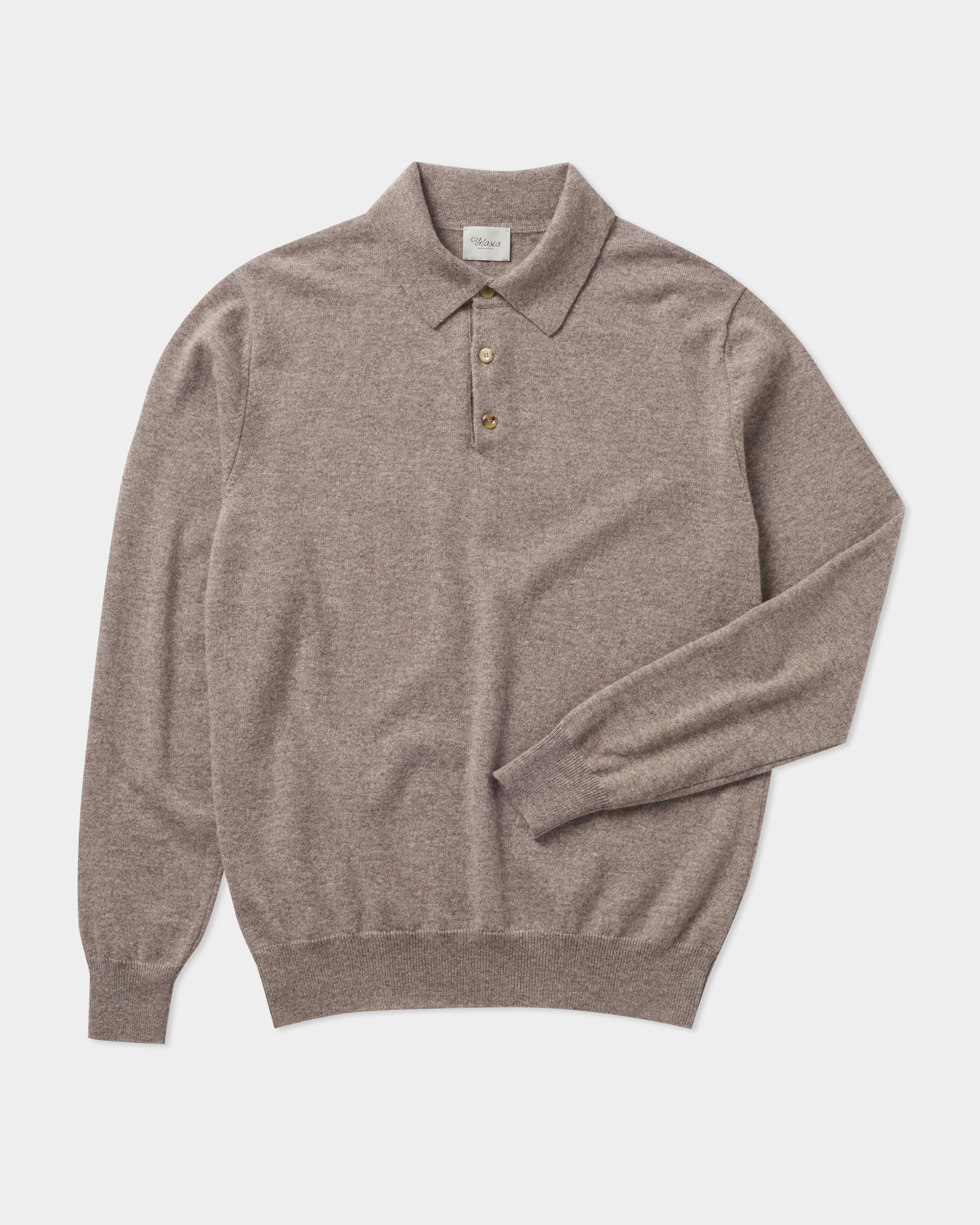Velasca | Beige long-sleeved cashmere polo, Made in Italy